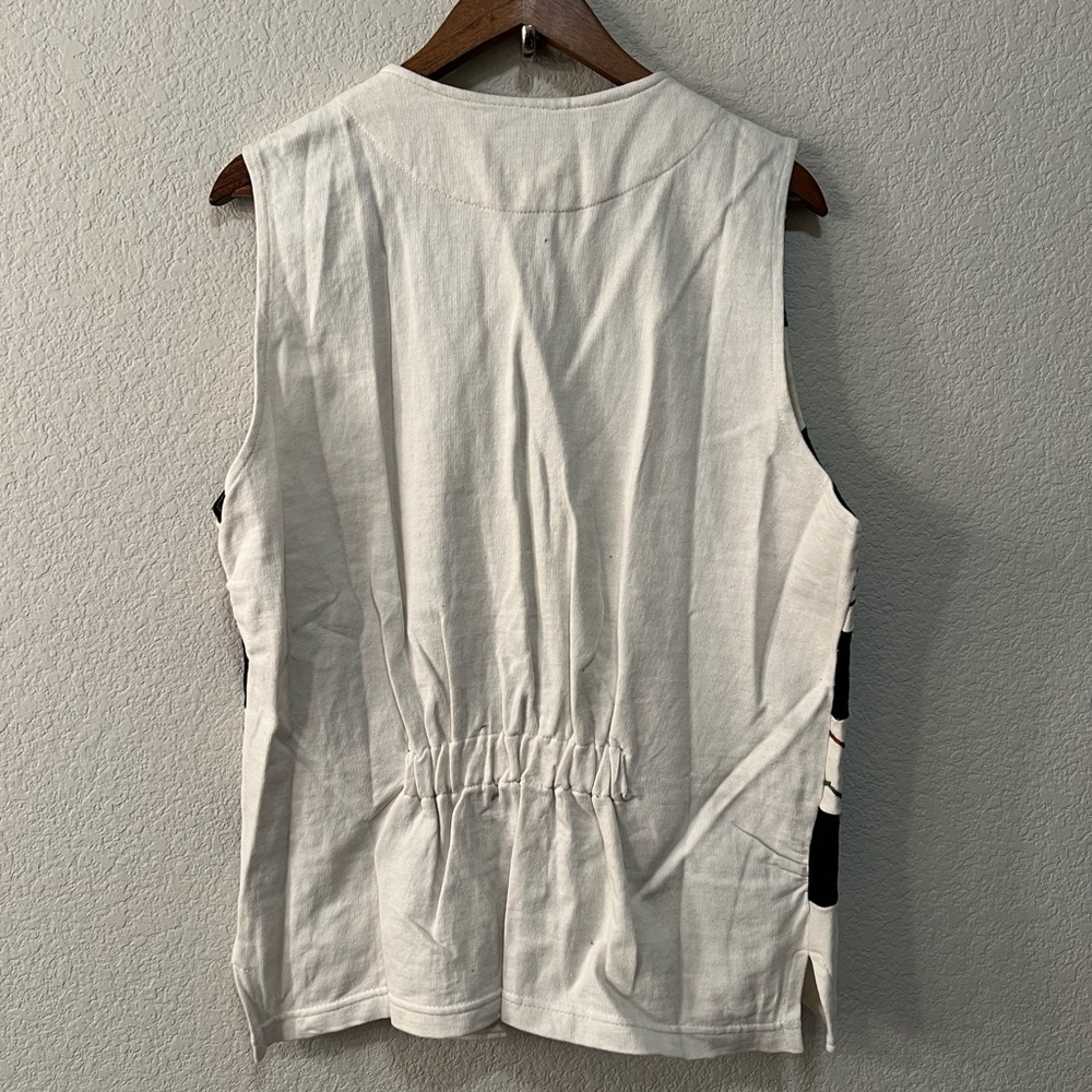 Vintage Black/White/Green/Brown Stitched Vest - Picture 4 of 4